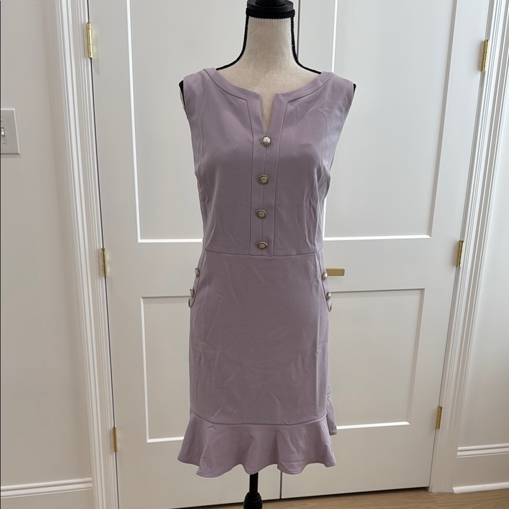 Karl Lagerfeld Purple Asymmetrical Ruffled Sheath Mini Dress - Picture 3 of 4